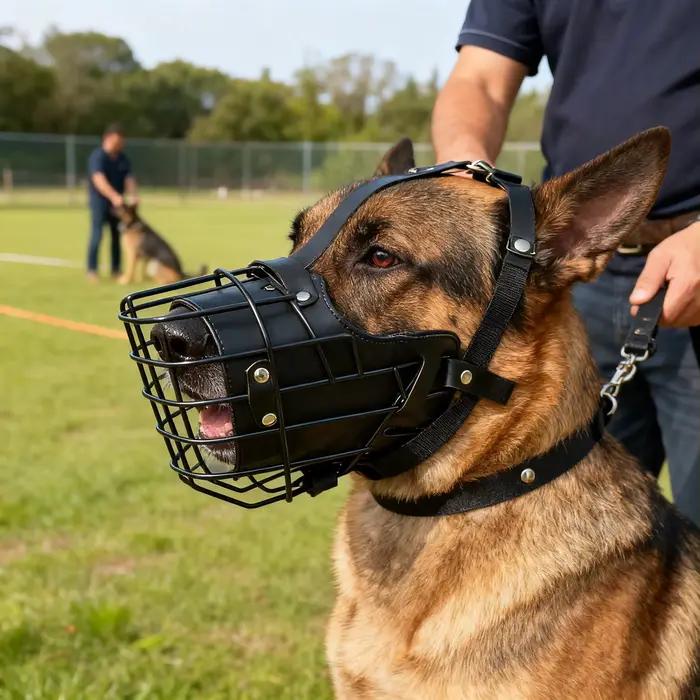 Muselière réglable en acier inoxydable pour chien - Harnais d'entraînement respirant anti-morsure avec boucle pour