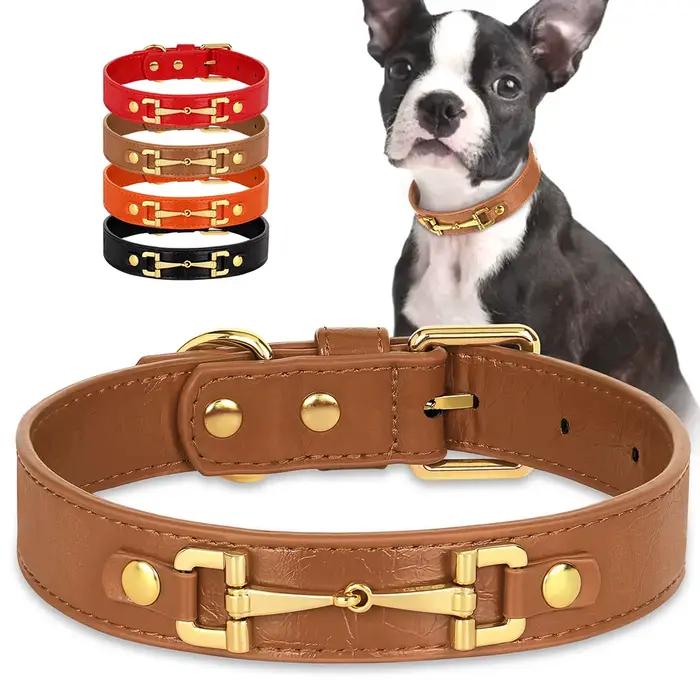 Collier en cuir véritable pour animaux de compagnie