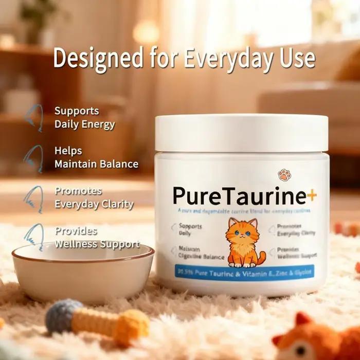 Taurine pour chats 200g – Complément en poudre pour soutenir la santé cardiaque et assurer une alimentation quotidienne
