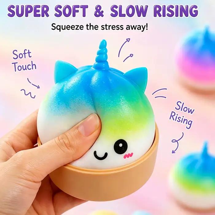 Jouet Squishy Géant Licorne Bao Bun à Remontée Lente