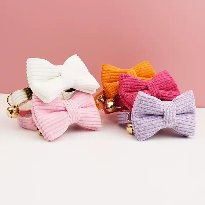 Collier de chat en velours côtelé avec plaque signalétique