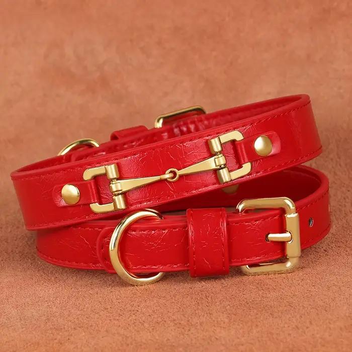 Collier en cuir véritable pour animaux de compagnie