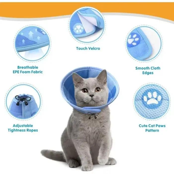 Collier Cône Réglable pour Chat, Doux et Mignon, Récupération, Protection pour Animal de Compagnie après la Chirurgie, observateur, Élisabéthain