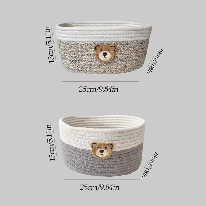 Panier de rangement en tissu motif ours mignon
