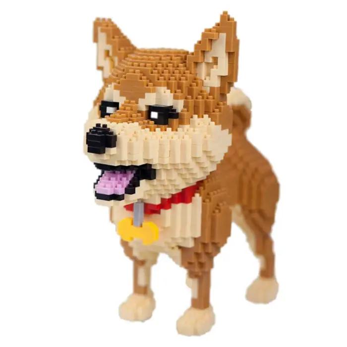 KNEW BUILT Shiba Inu chiens modèle Micro Mini blocs de construction: jouets de loisirs éducatifs pour les cadeaux des amoureux des animaux de compagnie et décor Husky