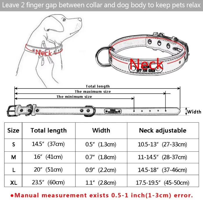 Grand collier de chien personnalisé Durable en cuir PU rembourré colliers d'identification pour animaux de compagnie