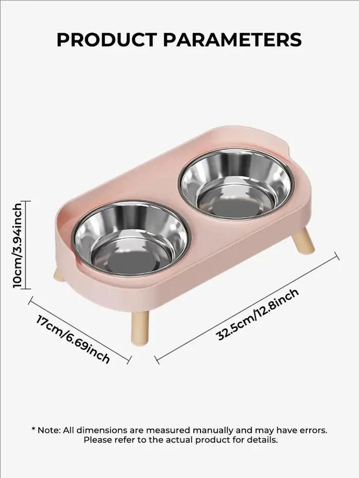 Mangeoire surélevée colorée pour animaux de compagnie Dopamine : doubles bols en acier inoxydable avec support du cou -