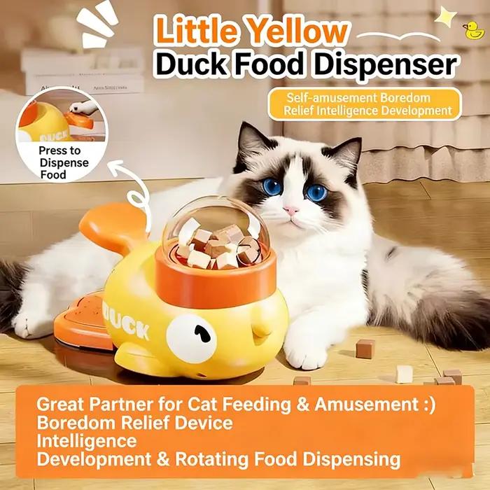 Jouet Distributeur de Friandises Petit Canard Jaune pour Chat et Chien – Jeu Autonome Anti-ennui, Lanceur Interactif, Entraînement IQ, Distributeur Lent, Jouets Puzzle