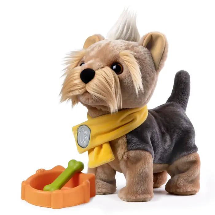 Peluche réaliste de chien Yorkshire Terrier de haute qualité, jouet pour chiot qui marche sur comman
